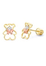 pretty little bear baby two tone gold earrings 